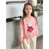 Brand Foreign Trade Korean Style Children's Clothing 2026 Autumn and Winter Children's Sports Sweatshirt with Fleece Cartoon Rabbit Design for Girls