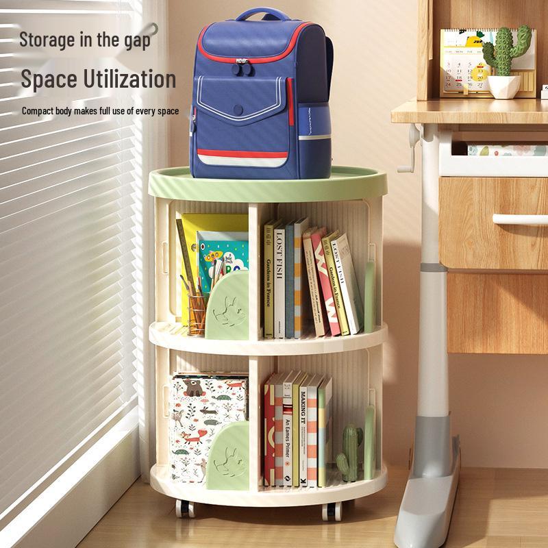 Children's Rotating Multi-layer Bookshelf & Storage Cabinet for Kitchen or Living Room