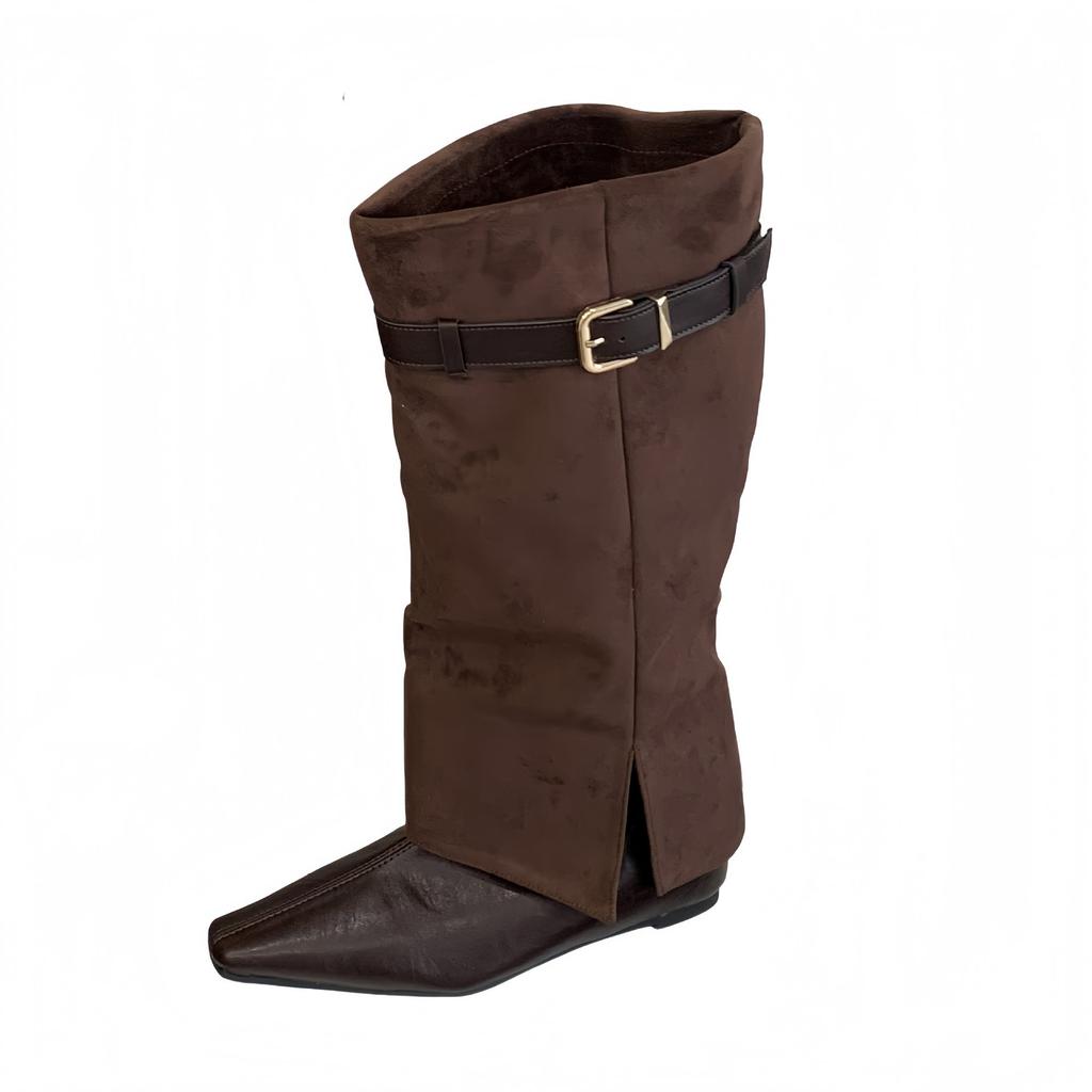 High Heel Vintage Brown Maillard Medium Boots Women's 2025 New Autumn Western Jeans Tube Long Rider