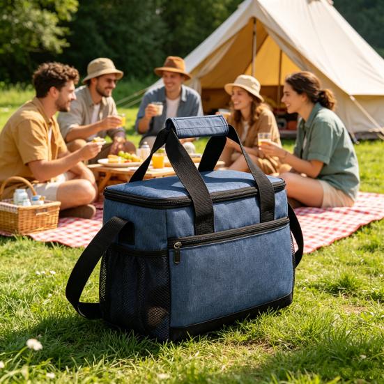 Insulated Lunch Bag with Adjustable Strap Large Capacity Cooler Tote Water-Resistant Bento Lunch Bag for Outdoor Camping Picnic Travel