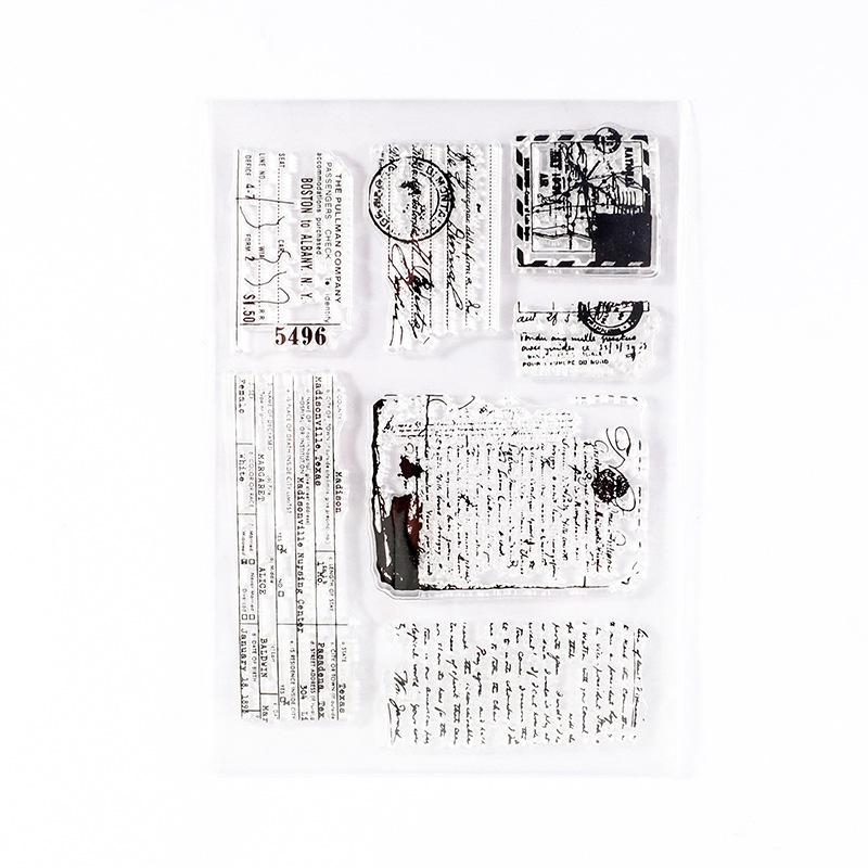 Vintage Clear Silicone Stamps, Letters Numbers Plants Landscape Postmark, Journal Diary Collage Decor Stamps