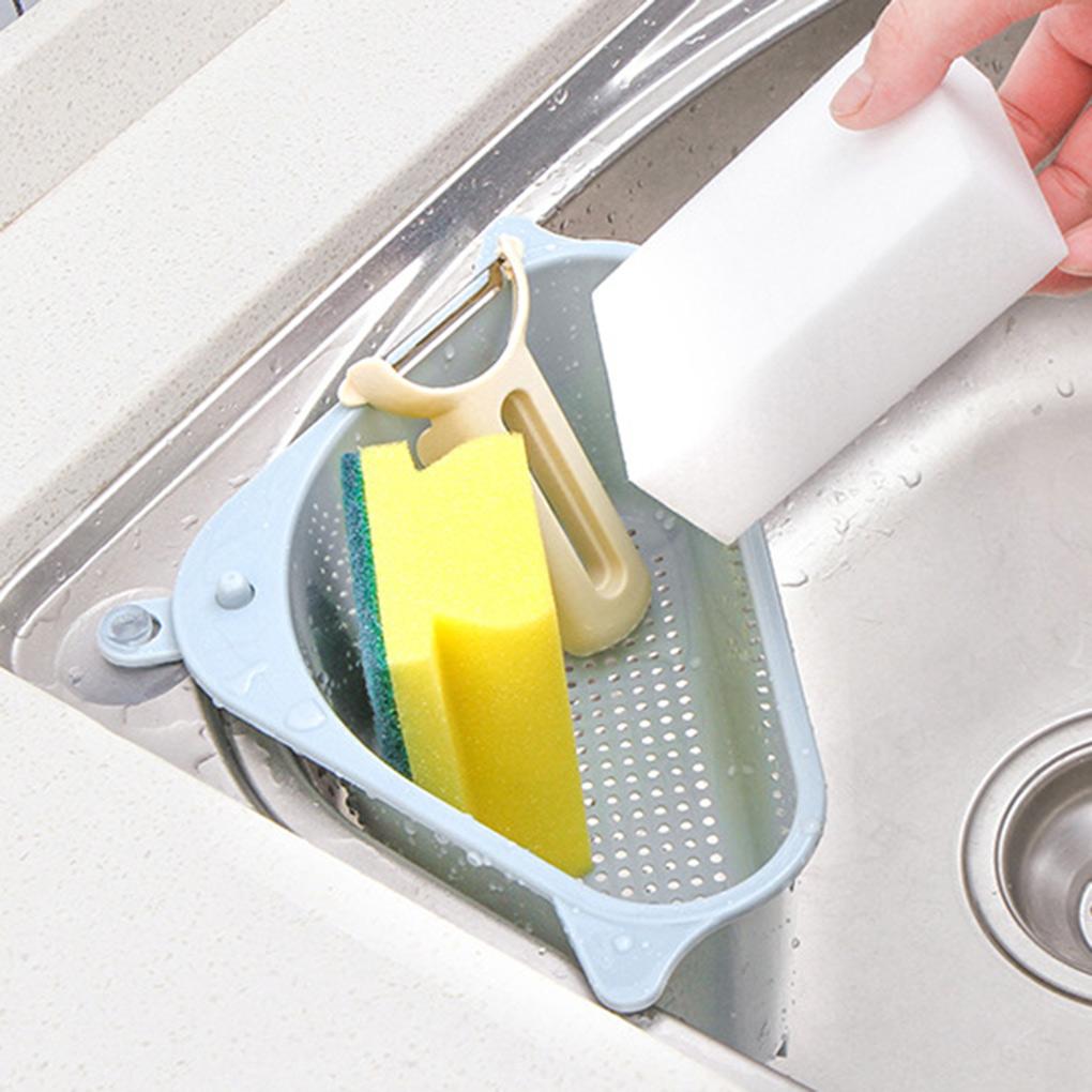 Triangular Sink Drain Shelf Rack Multifunctional Storage Holder Sucker Kitchen