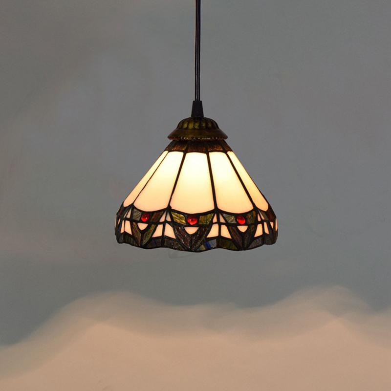 20cm/8“ European Stained Glass Pendant Lamp Dinning Room Chandeliers Hanging Light Bedroom Lighting Fixture Home Luminaria Decor