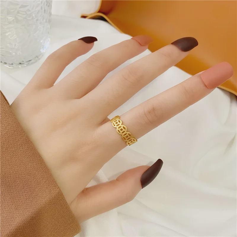 18k Gold-Plated Vintage Copper Coin Ring: Adjustable, Trendy, and Attracts Wealth