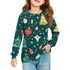 Christmas Day Girls' Long Sleeve Blouse - Round Neck Soft Waist Tunic