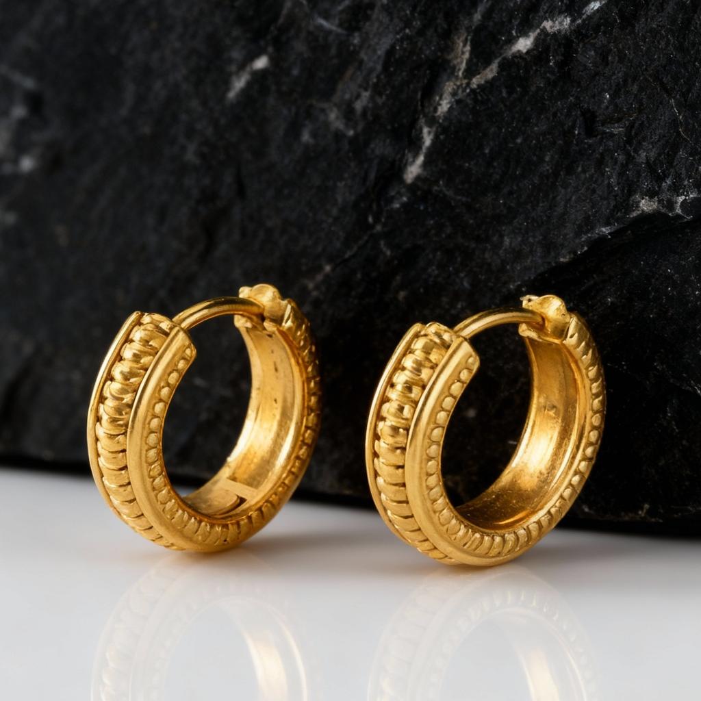 Ethnic Huggies Earring for Men Boys,Punk Stainless Steel Hoop Earring,Male Pierced Earring Jewelry Gift