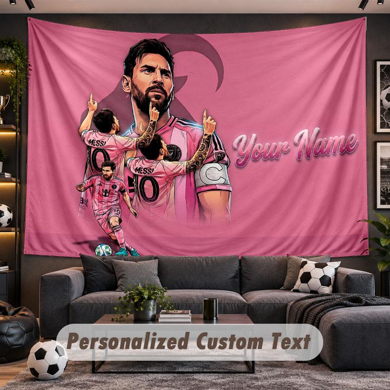 Wall Hanging Tapestry Custom NameLionel Messi Pattern Personalized Printed Fabric Wall Decor