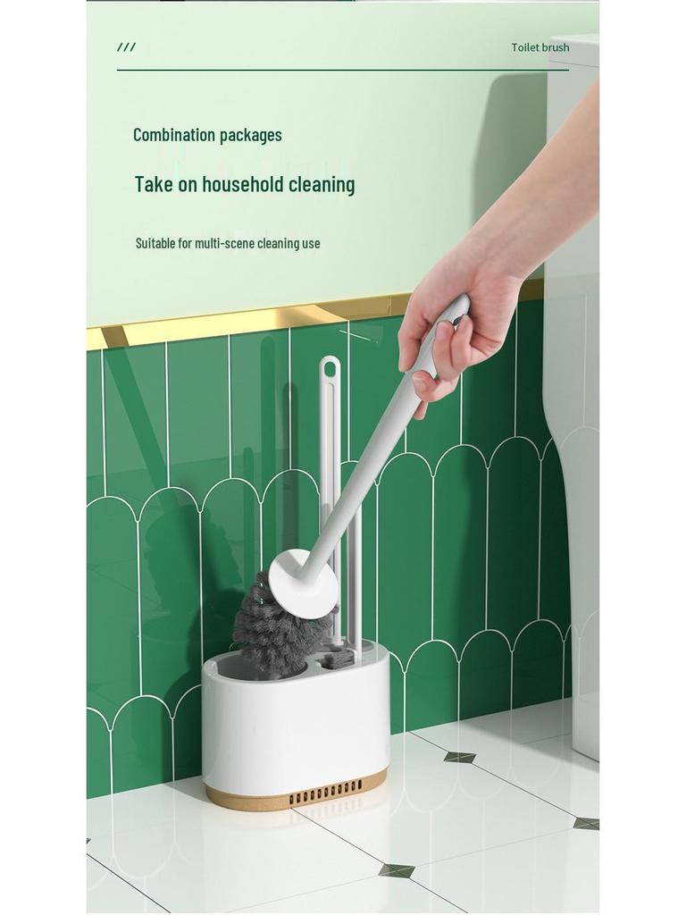Wall-Mounted 3-in-1 Drainable Toilet Brush Set for Bathroom Corner Cleaning
