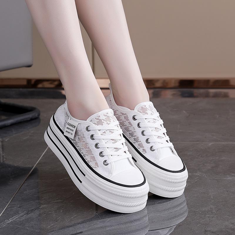 Thick-soled Heightening Little White Shoes Women's Niche Design Spring and Summer 2025 New Mesh Breathable Board Shoes Women KT-291