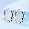 New 925 Silver Sparkling Pink Heart-Shaped Flower Women Earring Brilliant Wedding Engagement Star Earrings Jewelry Gift