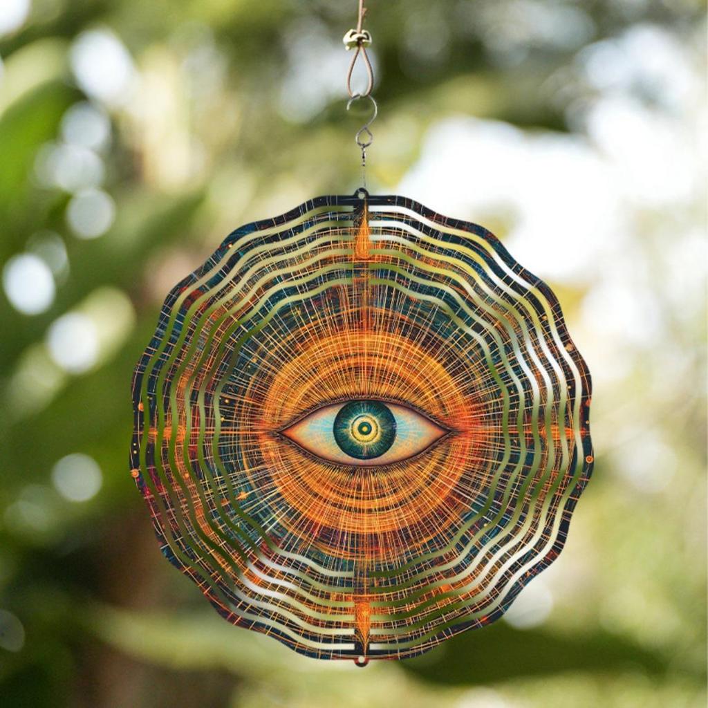 10 Inch Hanging Wind Chime with Eye Pattern 360 Degree Rotating Hook Outdoor Garden Patio Decor for Spring Summer Housewarming Gift