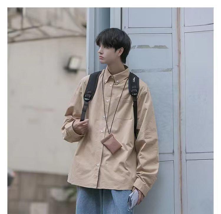 Japanese-Style Boys' White Long-Sleeve Casual Shirt for Spring/Autumn