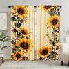 Retro Wooden Board Sunflower Pole Bag Curtains Bedroom Kitchen Decoration Home Living Room Curtain Polyester Perfect For Area