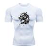 Men's Compression Workout T-Shirt, Ferocious Roaring Wolf Gr