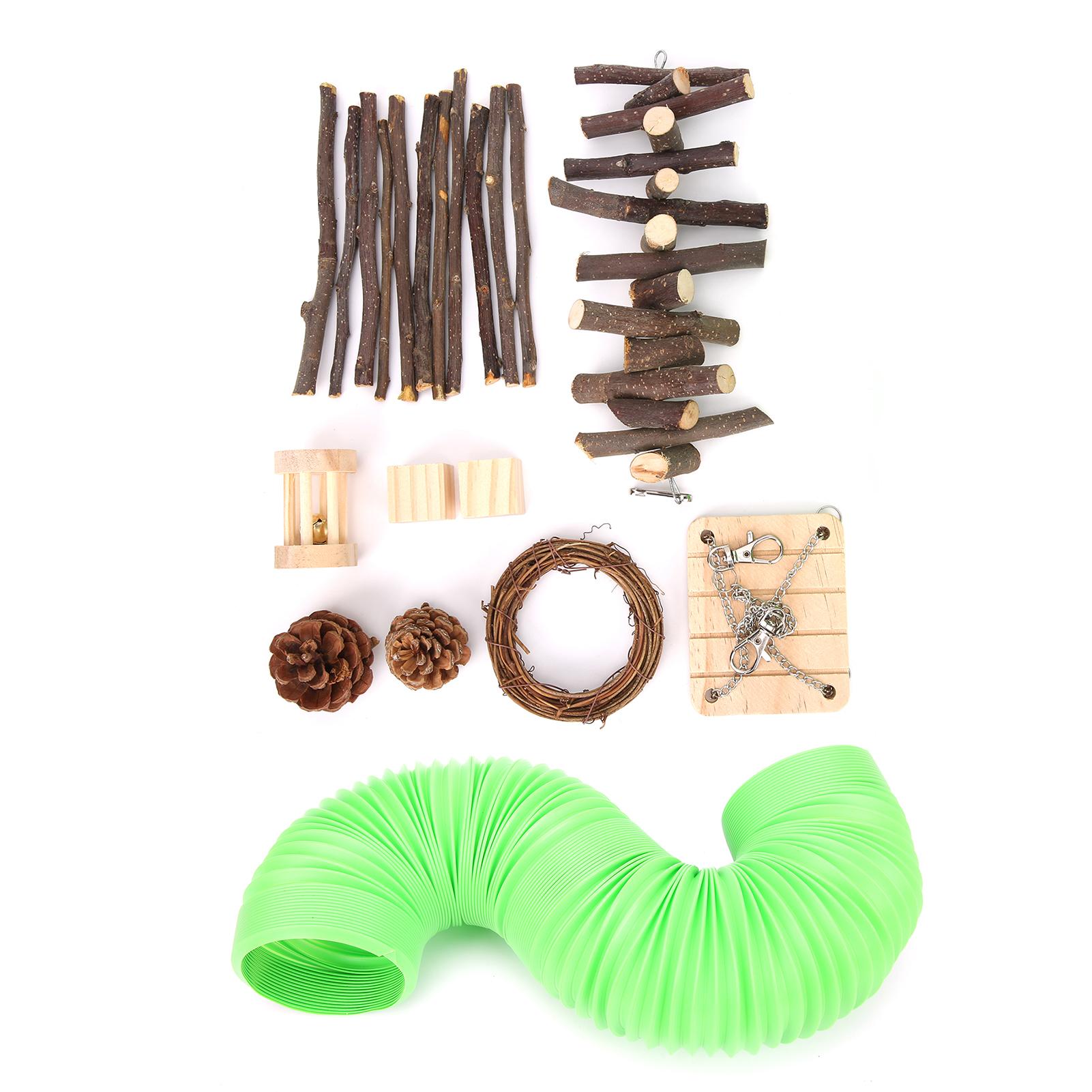 10 Pieces of Hamster Molar Toys Set Wooden Molar Exercise Toys Accessories for Hamster Rabbit Guinea Pig Parrot