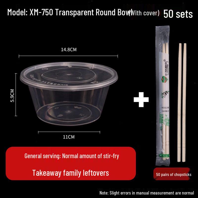 

Disposable Plastic Takeout Bowl Set with Lids and Chopsticks