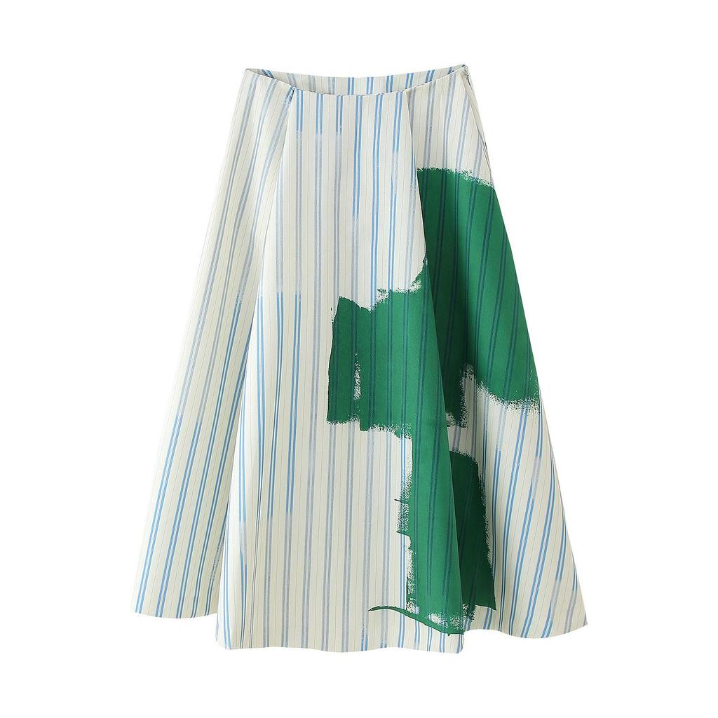 European & American Women's Off-the-Shoulder Striped Bandeau Top + Skirt Set - Sexy, Trendy, Hot Seller
