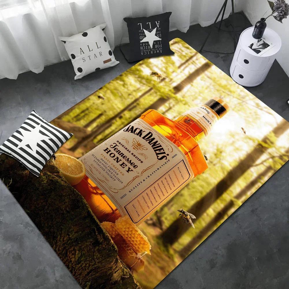 J-Jack-Daniels Whisky Pattern Room Mats Washable Non-Slip Living Room Sofa Chairs Area Mat Kitchen Alfombra