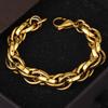 New Stainless Steel Multi-circle Punk Bracelet Double Buckle Cloth Line Chain Exaggerated Thick Titanium Steel Jewelry