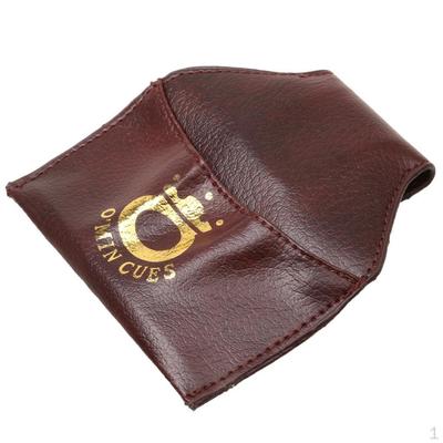 Billiard Snooker Pool Cue PU Leather Chalk Holder Pouch Bag W/Clip Brown