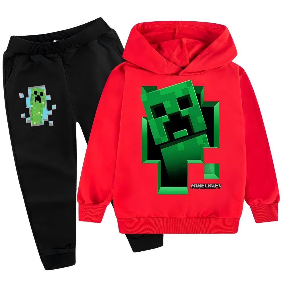 Dětská mikina Tepláková souprava Creeper Chlapecká mikina Kalhoty 2dílná sada Minecraft HD potisk Hra Dětská mikinová souprava Chlapec Dívka Mikinová souprava Polyester