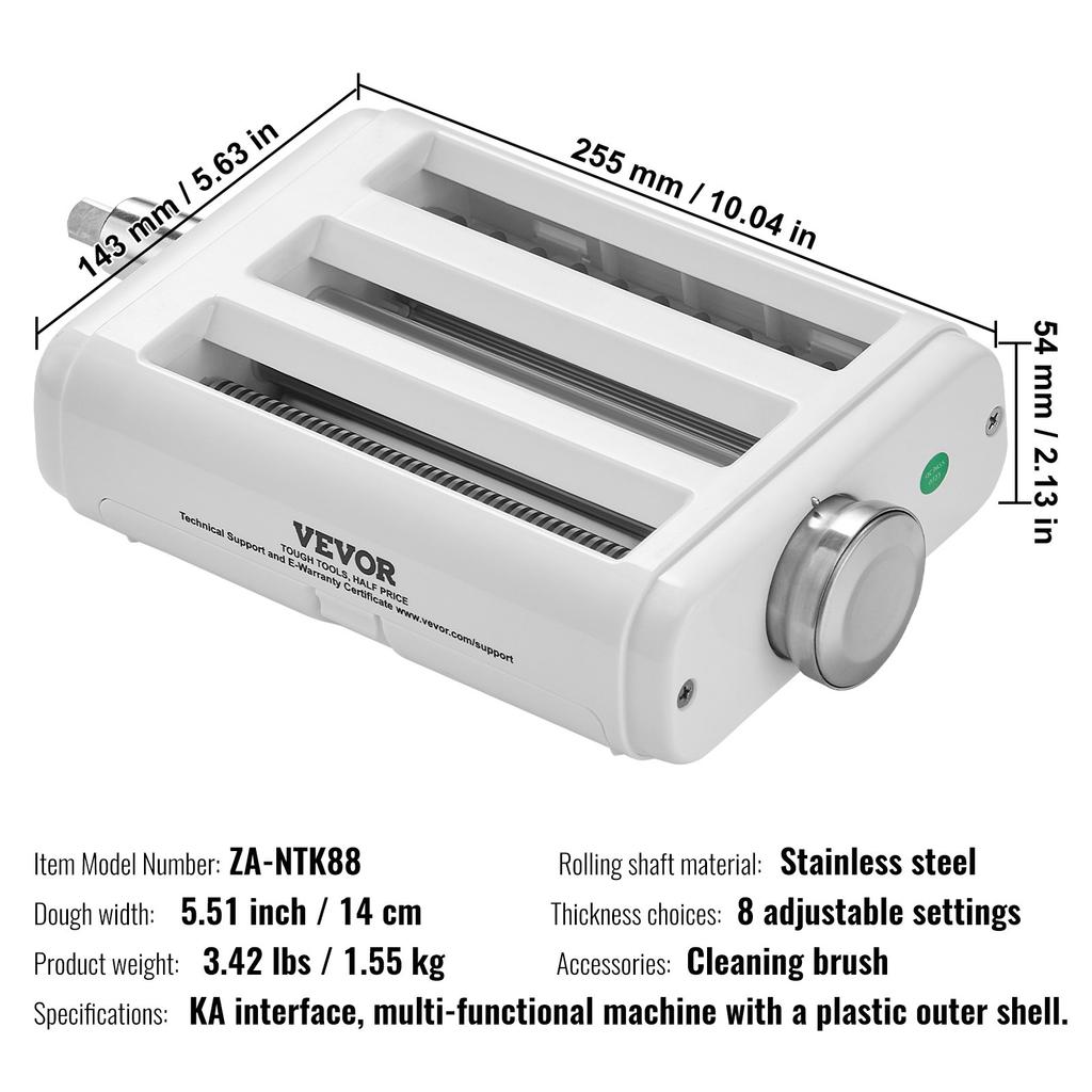 VEVOR Pasta Attachment for KitchenAid Stand Mixer, 3-IN-1 Stainless Steel Pasta Roller Cutter Set Including Pasta Sheet Roller