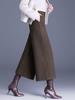 Women's High-Waist Winter Wool Wide-Leg Pants, Thickened Drape, 2025 New Petite 9/10 Length Straight-Leg