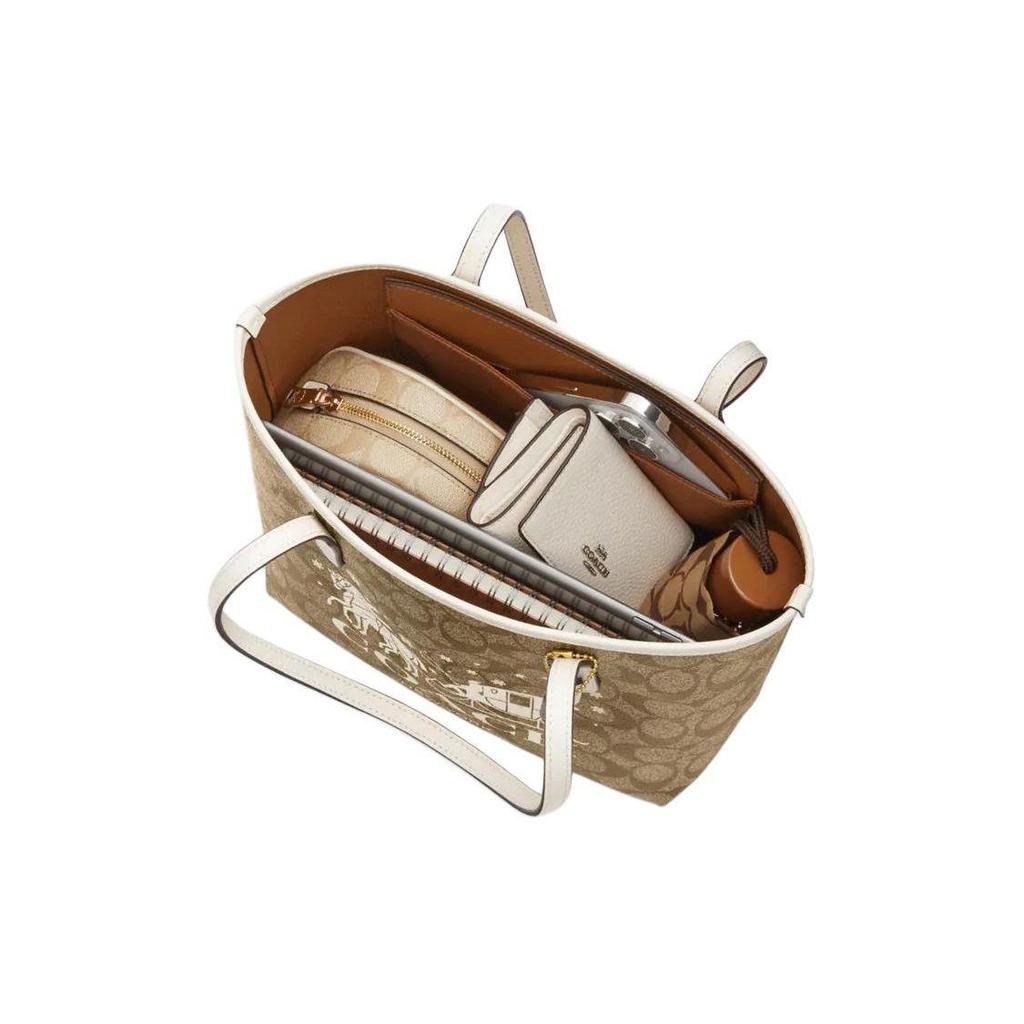 Coach City 23 Gold Logo Classic Monogram Snap Canvas And Leather Tote Bag Women Tote Bags Multicolor CN733-SVUC3