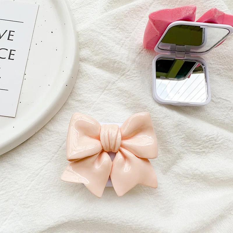 Ins Macaron Color Flower Bowknot Flip Mirror Phone Grip Tok Smart Tok Holder Ring Y2K Pink Girl Lazy Bracket Clear Stand Socket