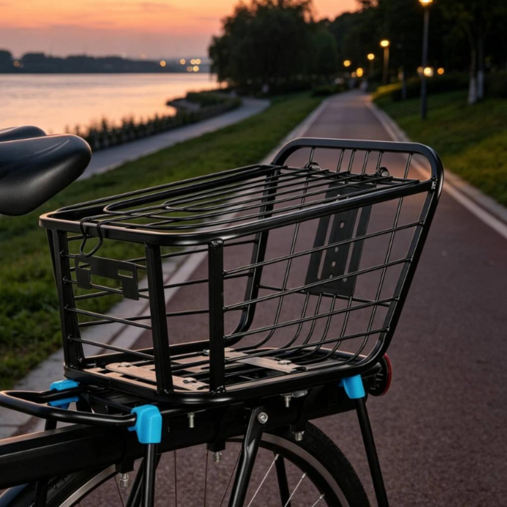 Folding Rear Bike Basket Foldable Mountain Bike Rear Basket Cycling Gear Large Capacity Rust-Resistant For Shopping