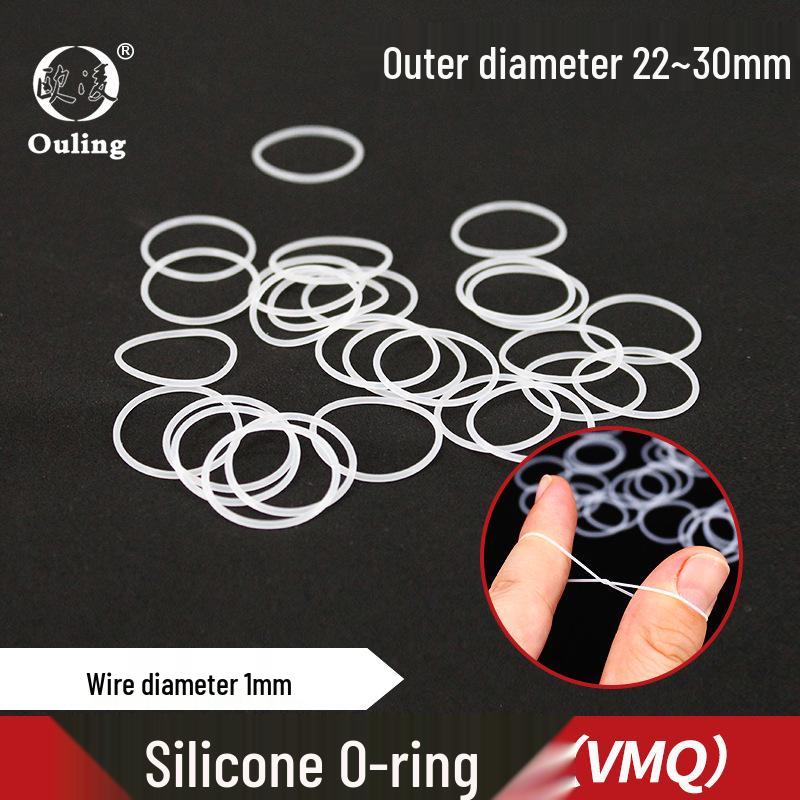White Silicone O-ring, 1mm Wire Dia, 22-30mm OD, Temp Resistant, Eco-Friendly OD 22mm*1mm (5 pcs) White Silicone O-ring