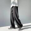Summer Men Pants Solid Color Elastic Waist Anti-wrinkle Draping Wide Leg Trousers Streetwear