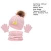 3Pcs/Set Kids Winter Hat Scarf Gloves Set Plush Ball Decor Twist Texture Brimless Hat Knitting Gloves Fleece Lining Neck Gaiter Set