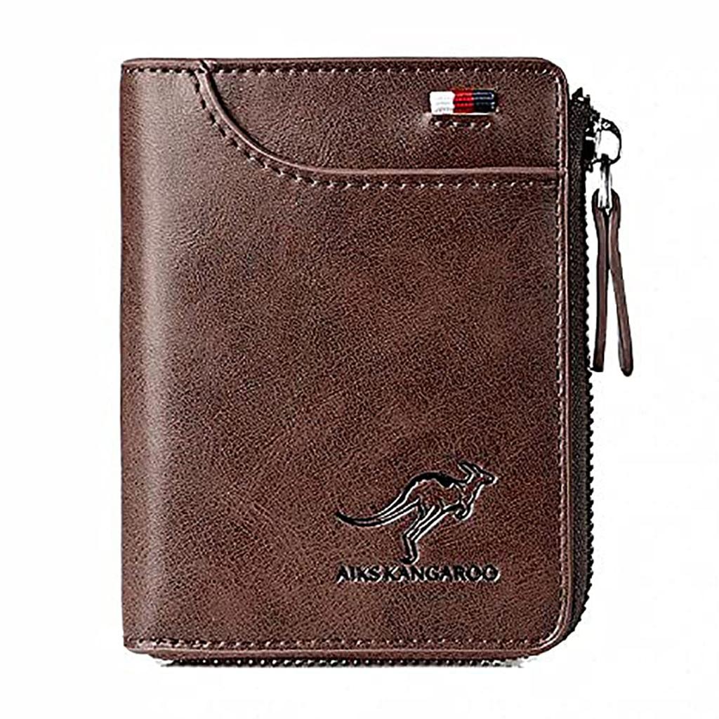 Wallet Leather Business Card Holder Zipper Purse Luxury Wallets for Men RFID Protection Purses Carteira Masculina Luxury.-A-DH