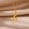 New Trendy Butterfly Snake Pendant Necklace For Women Stainless Steel Gold Color Clavicle Chain Female Party Aesthetic Jewelry