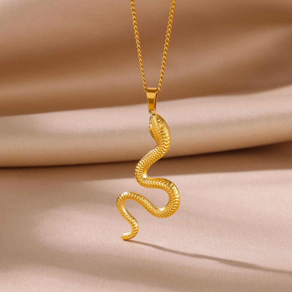 New Trendy Butterfly Snake Pendant Necklace For Women Stainless Steel Gold Color Clavicle Chain Female Party Aesthetic Jewelry