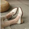 Fashion Retro Pointed Single Shoes Spring Summer Styles Thick Heel Fashionable Buckle Strap Simple Casual Versatile Women's Single Shoes