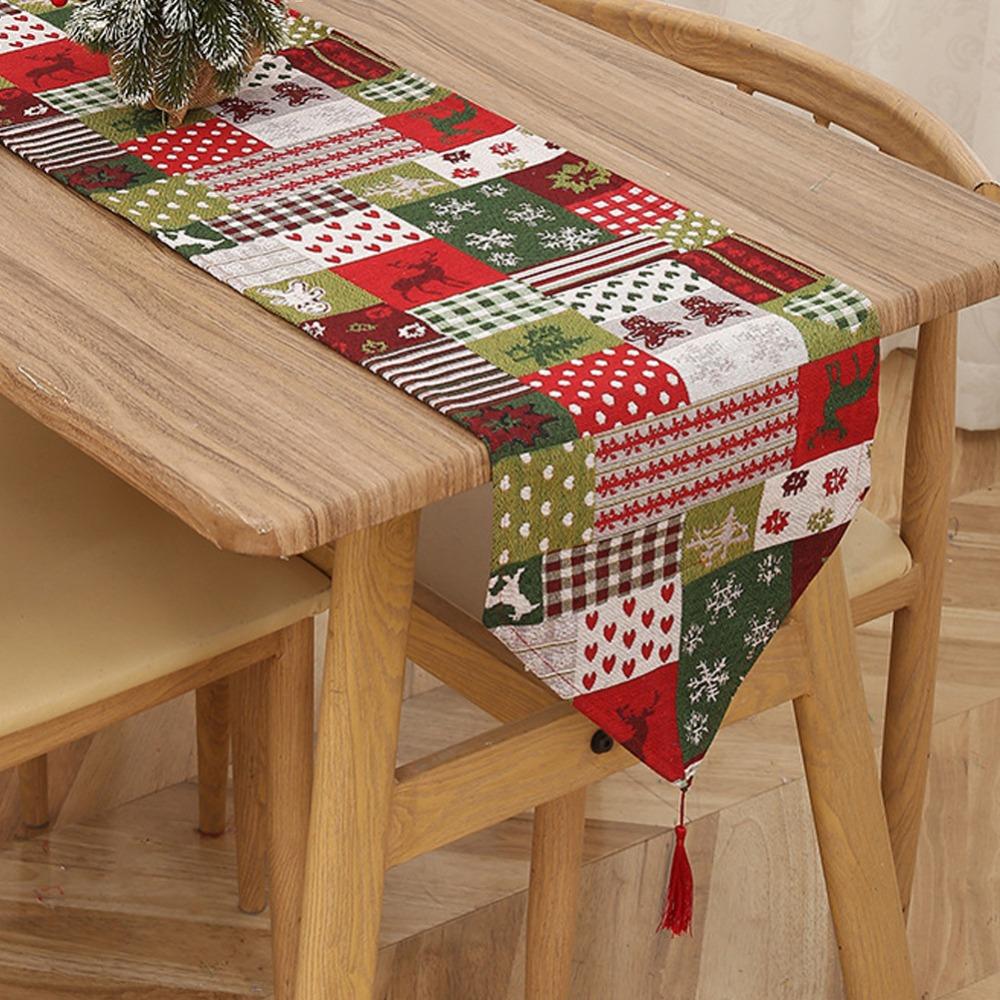 Snowman Themed Christmas Table Runner Cotton Tablecloth Holiday Dining Decor