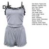 2 Teile/satz Frauen Sommer Pyjamas Anzug Rüschen Patchwork Ärmelloses Rückenfreies Cop Top Hohe Taille Mini Shorts Täglichen Nachthemd Slim Fit Nachtwäsche
