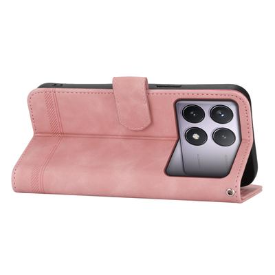 DIERFENG DF-03 For Xiaomi Poco F6 Pro 5G/Redmi K70 5G/K70 Pro 5G Wallet Phone Case Leather Cover Lines Imprinted