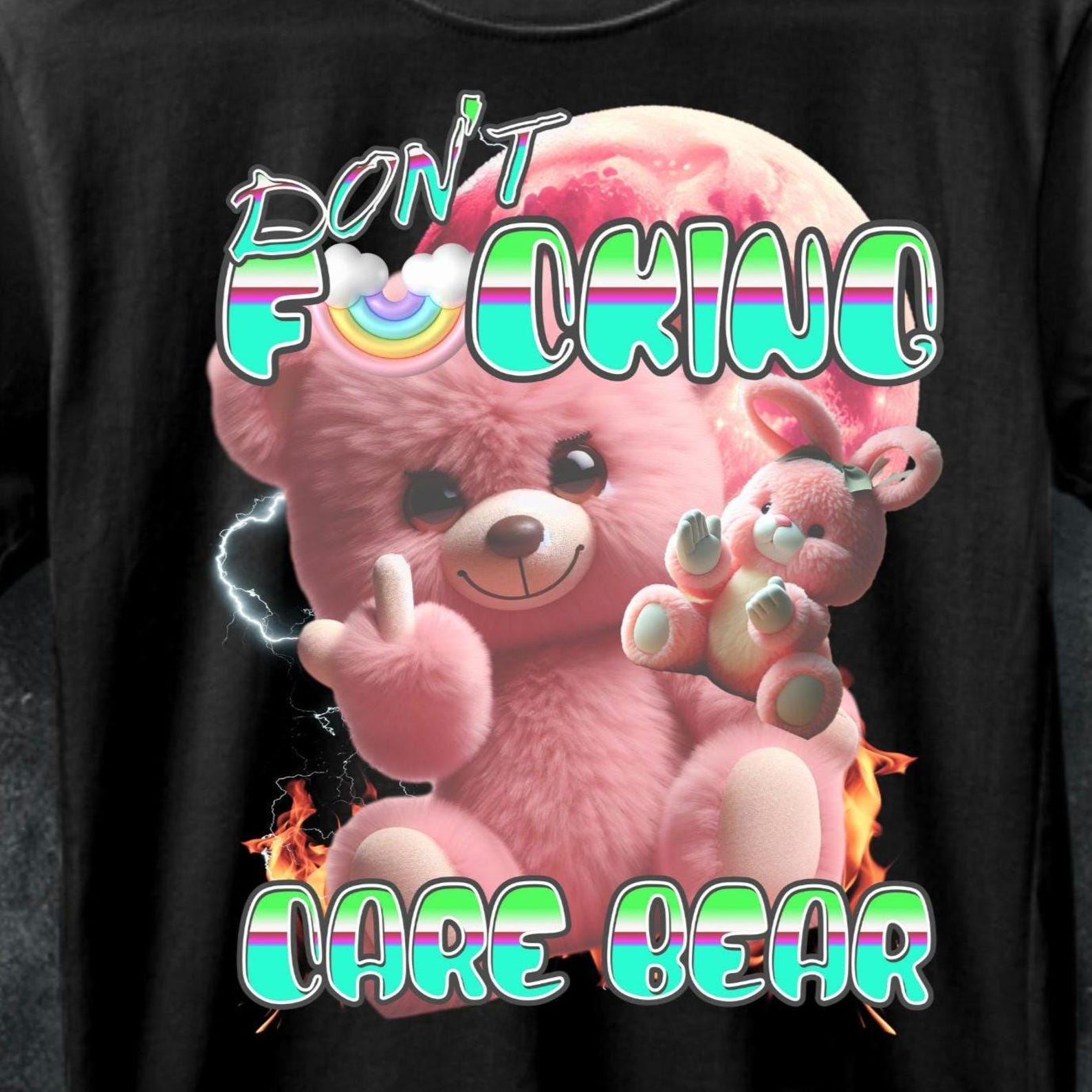 Funny Bear Meme T-Shirt: Y2K Ironic Graphic Tee L
