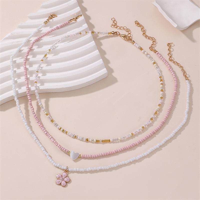 Bohemian Multilayer Rice Bead Chain Clavicle Necklace Vintage Acrylic Turtle Starfish Shell Pendant Choker Women'S Beach Jewelry