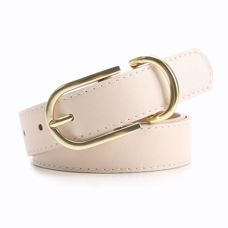 

Ladies Color Solid Belt With Simple Alloy Buckle For Casual Office Weekend Looks бежевый