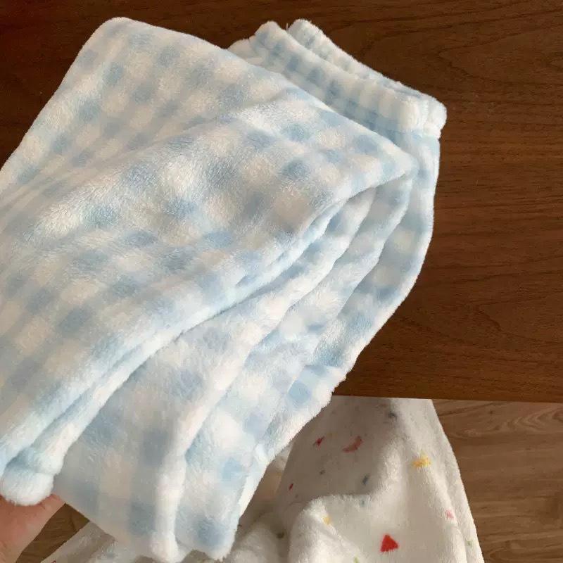 Korean Style Women's Fleece Pajama Pants - Flannel Cartoon Design for Autumn and Winter