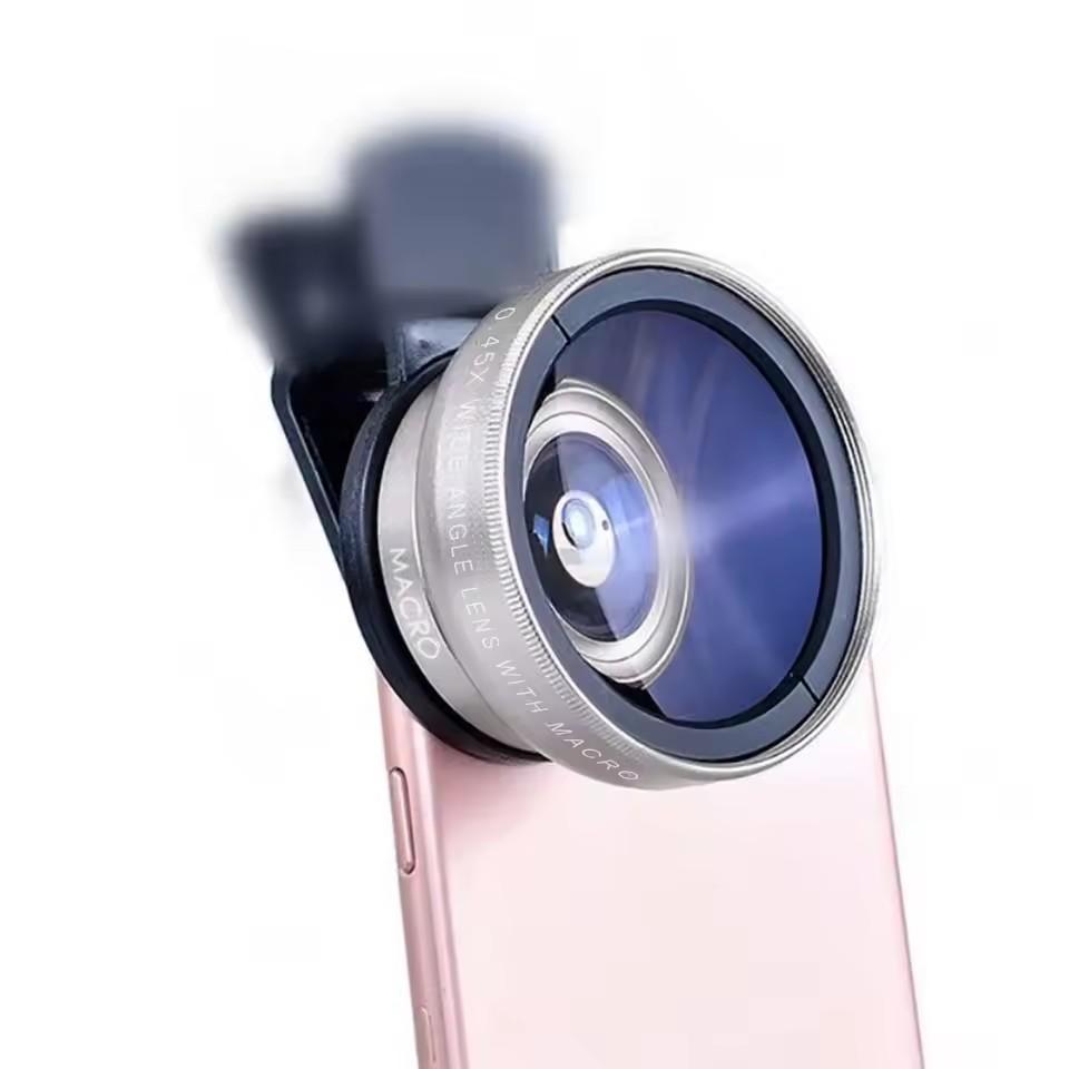 2 Functions Mobile Phone Lens 0.45X Wide Angle Len & 12.5X Macro Hd Camera Lens Universal for iPhone Android Phone Smartphone