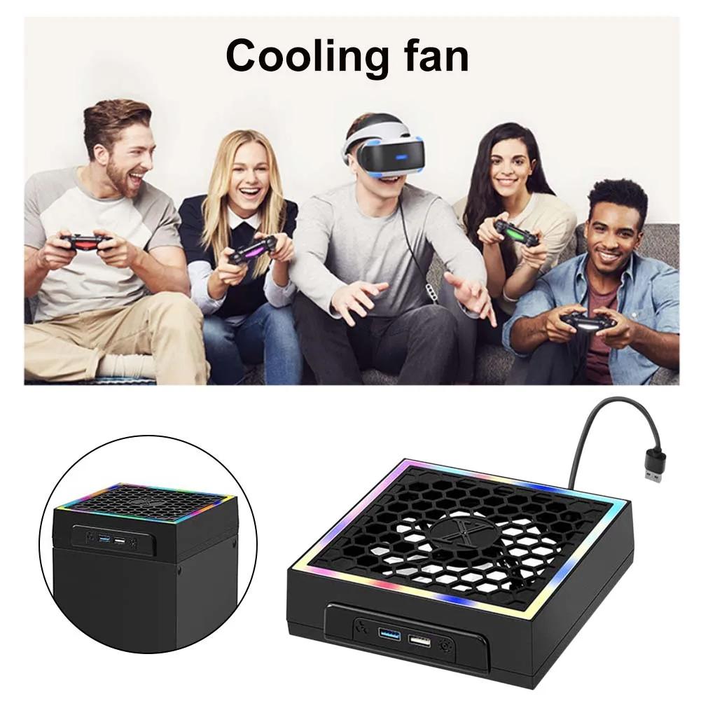 For Xbox Series X Game Console Cooling Fan Top Dust Proof Cover 3 Speed Adjustable Fan Cooling System RGB Breathing Light 2 USB