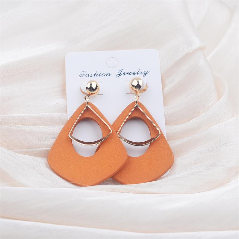 Большие полые деревянные серьги-капли для женщин, преувеличенные простые геометрические… Больше