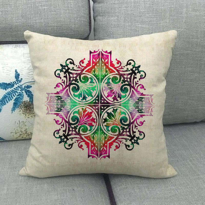 Bohemian Geometric Patterns Digital Printing Short Plush Pillow Covers For Car Sofa Office Cushion Cover Home Goods