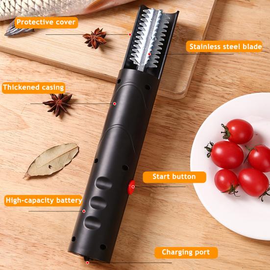 Electric Fish Scaler Cordless Automatic Descaler with Stainless Steel Head Rechargeable Easy-to-use Descaling Tool for Kitchen Outdoor Use