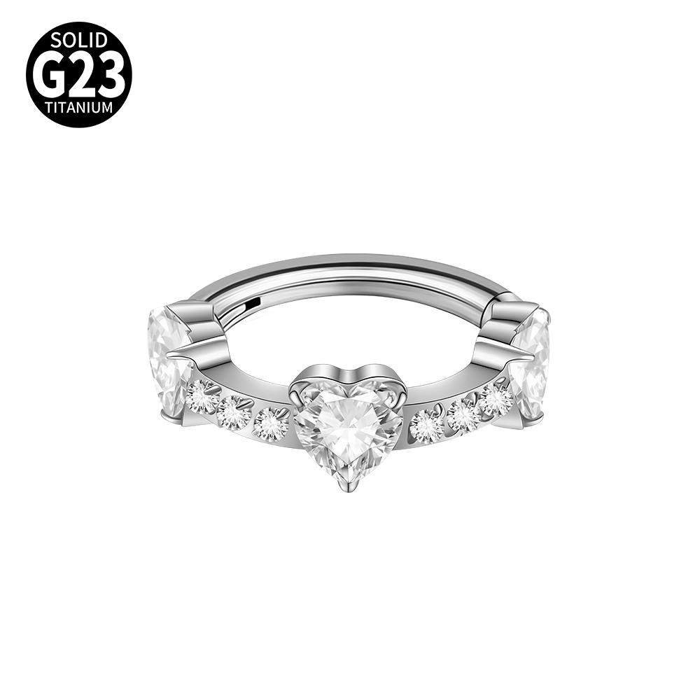 1pc G23 Titanium Split Ring with Multi Slanted Marquise Round White CZ Septum Nose Ring Cartilage Helix Tragus Piercing Jewelry